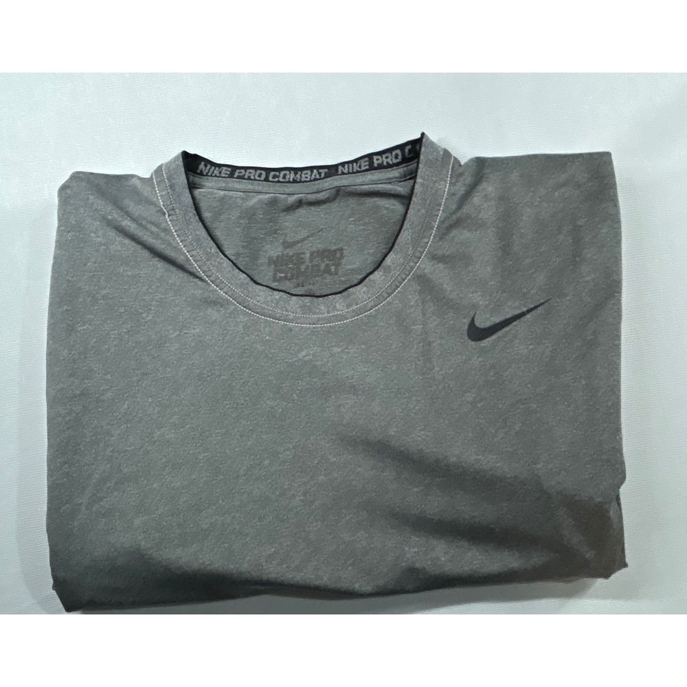 Nike Pro Combat Mens Medium Gray Long Sleeve Dri-FIT Training Shirt Base Layer